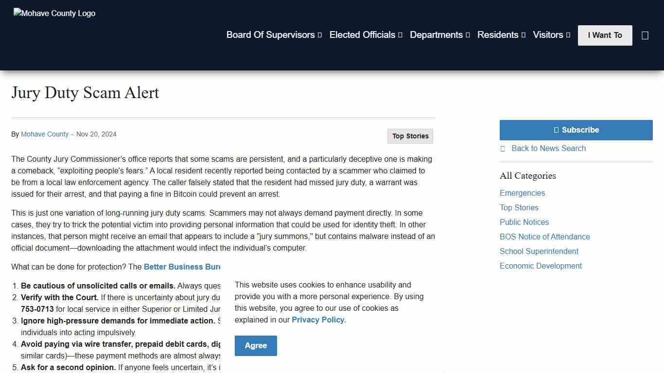 Jury Duty Scam Alert Mohave County