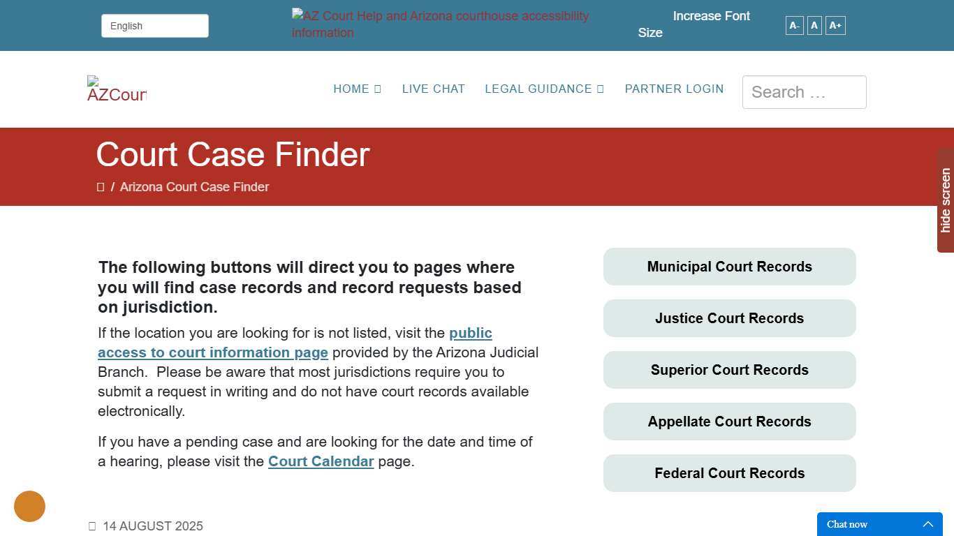 Arizona Court Case Finder for General Case Information and Timelines